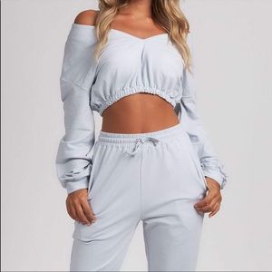 Meshki set Brianna Wide V Neck Crop Jogger Set